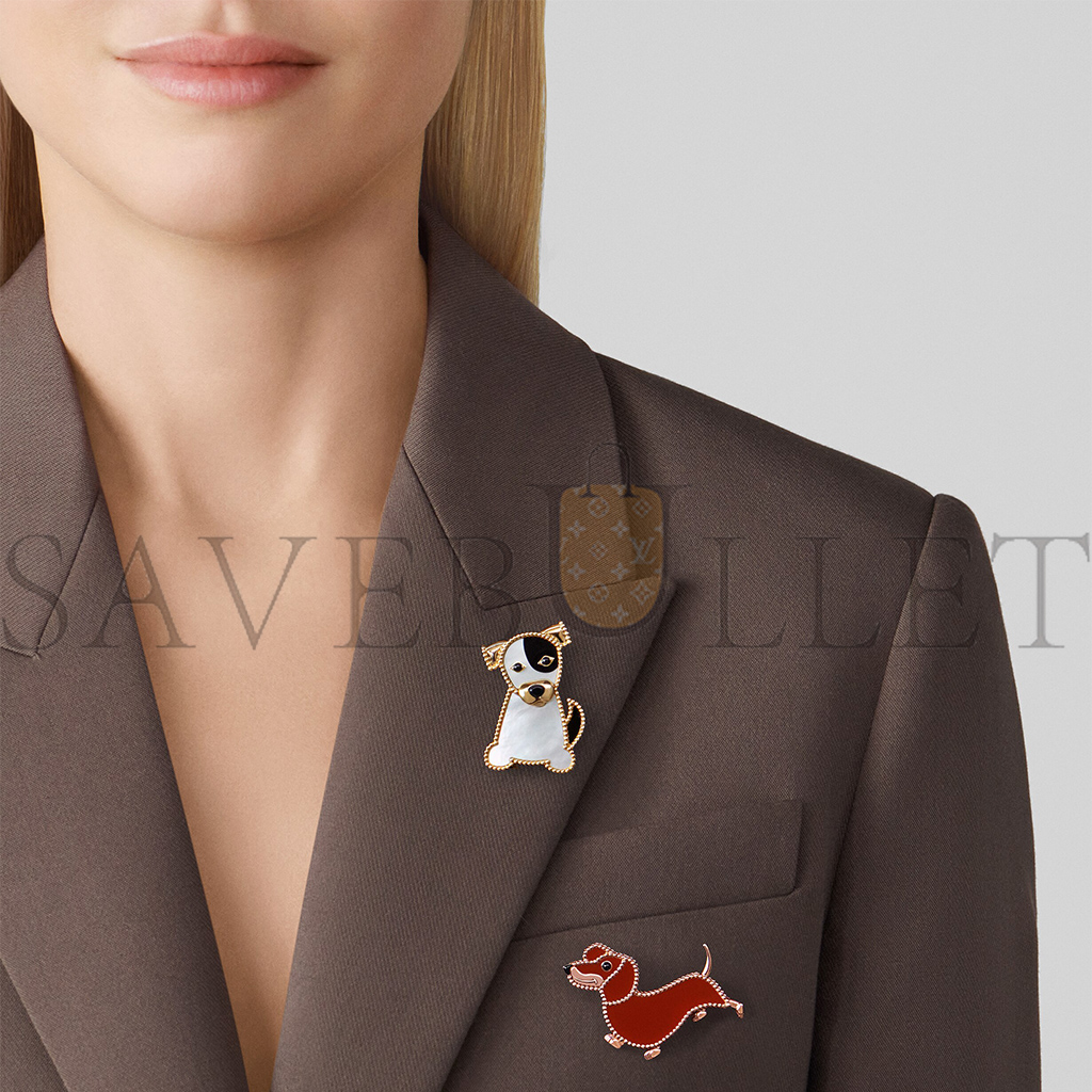 VAN CLEEF ARPELS LUCKY ANIMALS DOG CLIP - YELLOW GOLD, MOTHER-OF-PEARL, ONYX VCARP2AU00 VAN CLEEF ARPELS LUCKY ANIMALS DOG CLIP - YELLOW GOLD, MOTHER-OF-PEARL, ONYX VCARP2AU00